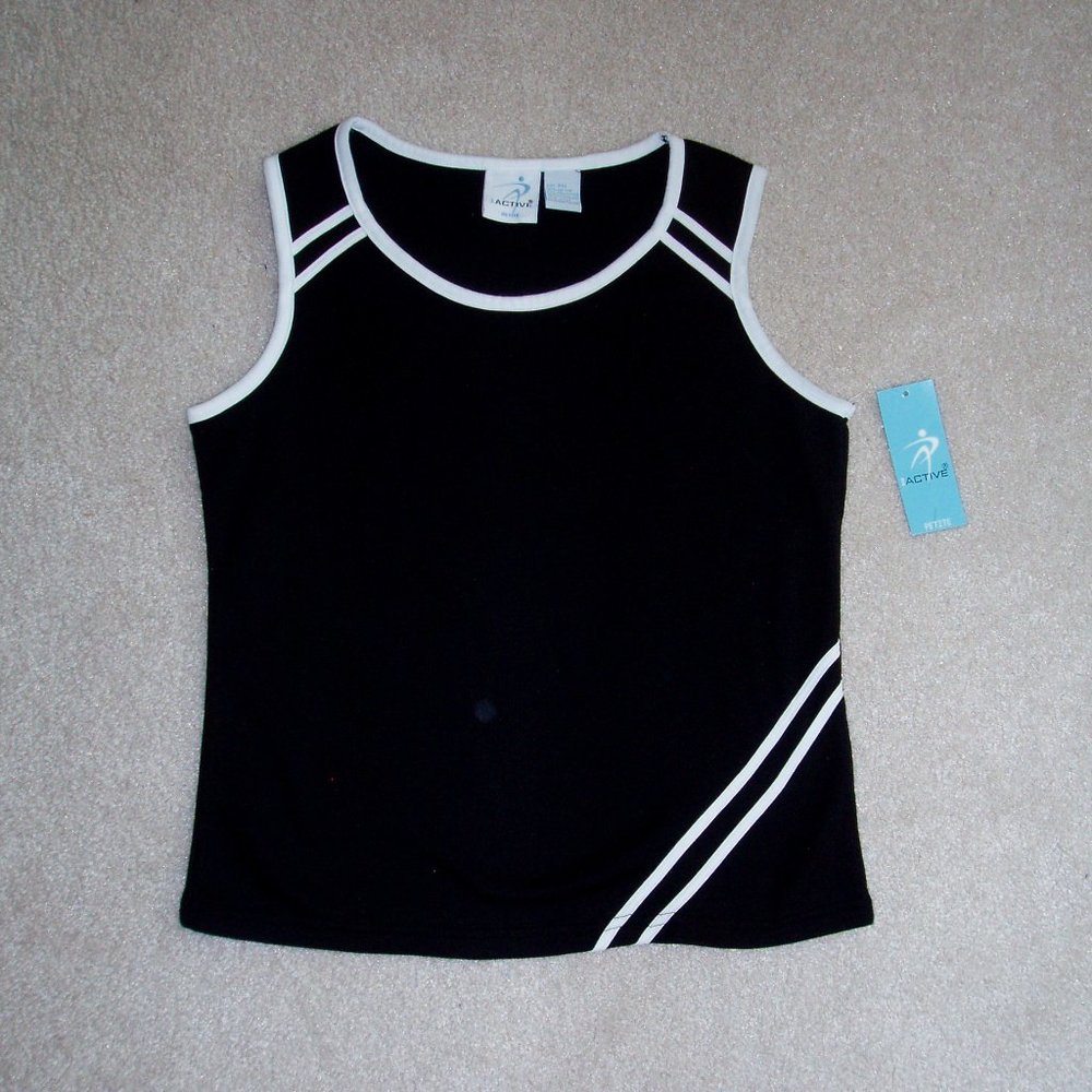 Black/White I-Active Brand Sleeveless Top - Size Petite Medium